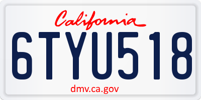 CA license plate 6TYU518