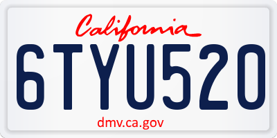 CA license plate 6TYU520