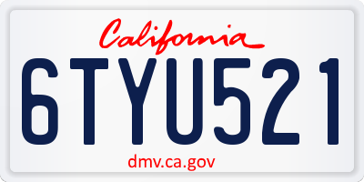CA license plate 6TYU521