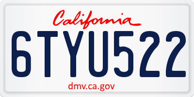CA license plate 6TYU522