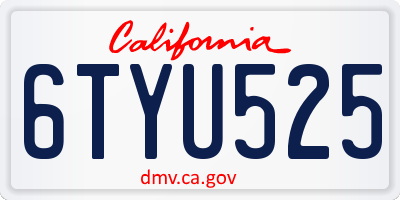 CA license plate 6TYU525