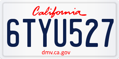 CA license plate 6TYU527