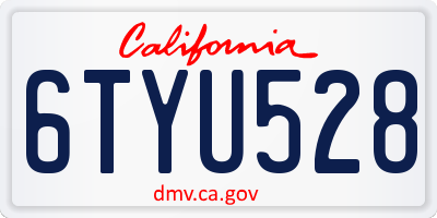 CA license plate 6TYU528