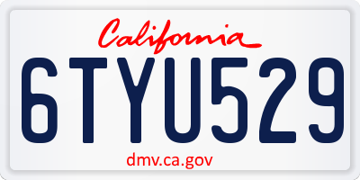 CA license plate 6TYU529