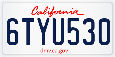 CA license plate 6TYU530