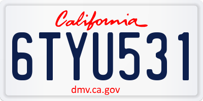 CA license plate 6TYU531