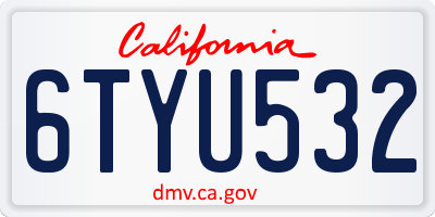 CA license plate 6TYU532