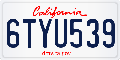 CA license plate 6TYU539
