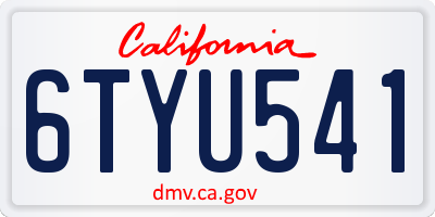 CA license plate 6TYU541