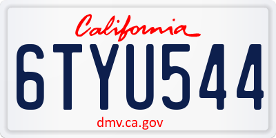CA license plate 6TYU544