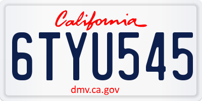 CA license plate 6TYU545