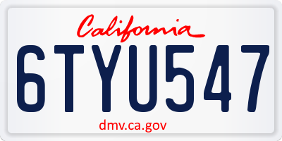 CA license plate 6TYU547