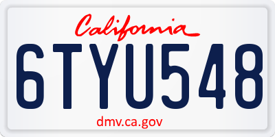 CA license plate 6TYU548