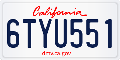 CA license plate 6TYU551