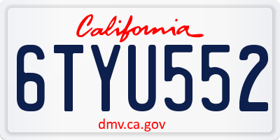 CA license plate 6TYU552