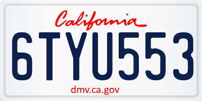 CA license plate 6TYU553