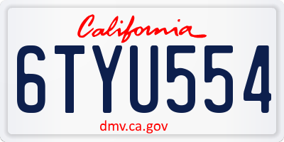 CA license plate 6TYU554