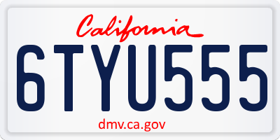 CA license plate 6TYU555