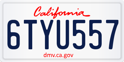 CA license plate 6TYU557