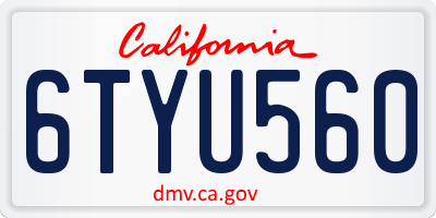 CA license plate 6TYU560
