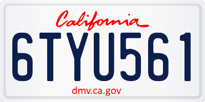 CA license plate 6TYU561