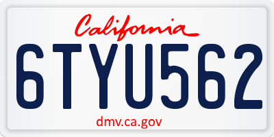 CA license plate 6TYU562
