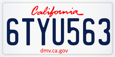 CA license plate 6TYU563