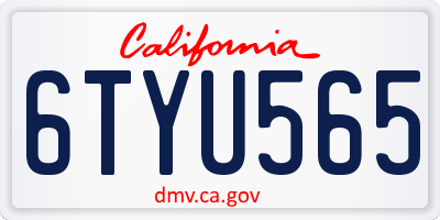 CA license plate 6TYU565