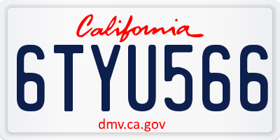 CA license plate 6TYU566