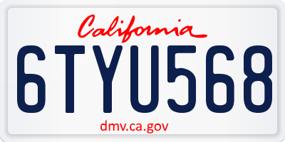CA license plate 6TYU568