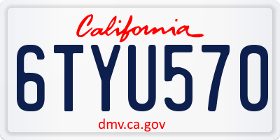 CA license plate 6TYU570