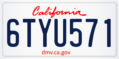 CA license plate 6TYU571