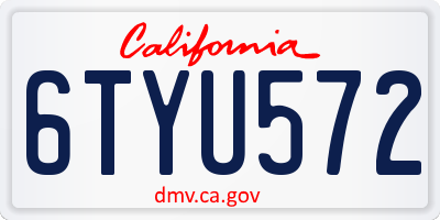 CA license plate 6TYU572
