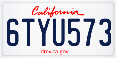 CA license plate 6TYU573