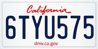 CA license plate 6TYU575