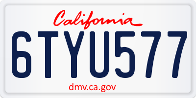 CA license plate 6TYU577