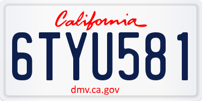 CA license plate 6TYU581
