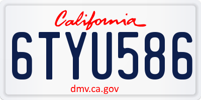 CA license plate 6TYU586
