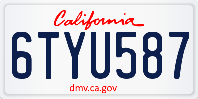 CA license plate 6TYU587