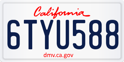 CA license plate 6TYU588