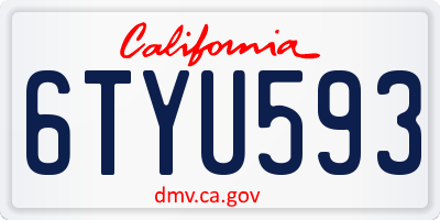 CA license plate 6TYU593