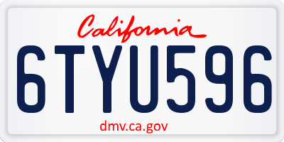 CA license plate 6TYU596
