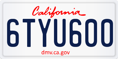 CA license plate 6TYU600