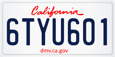CA license plate 6TYU601