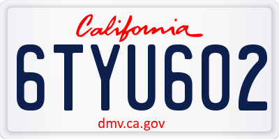 CA license plate 6TYU602