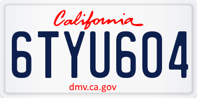 CA license plate 6TYU604