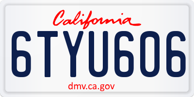CA license plate 6TYU606
