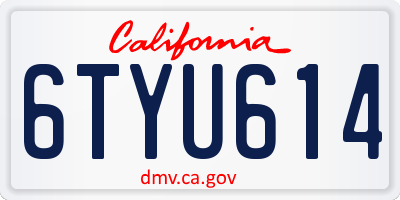 CA license plate 6TYU614
