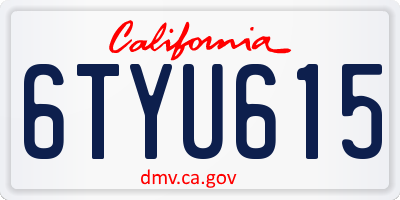 CA license plate 6TYU615