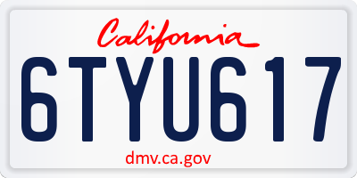 CA license plate 6TYU617